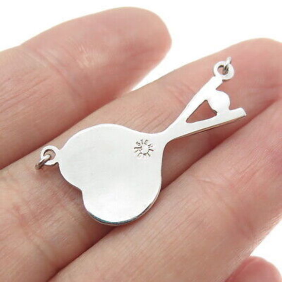 TRU-KAY 925 Sterling Silver Vintage Tennis Racket Centerpiece Charm Pendant - Picture 2 of 7